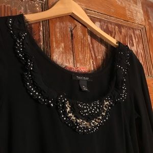 White House black market ruffly scoop neckline